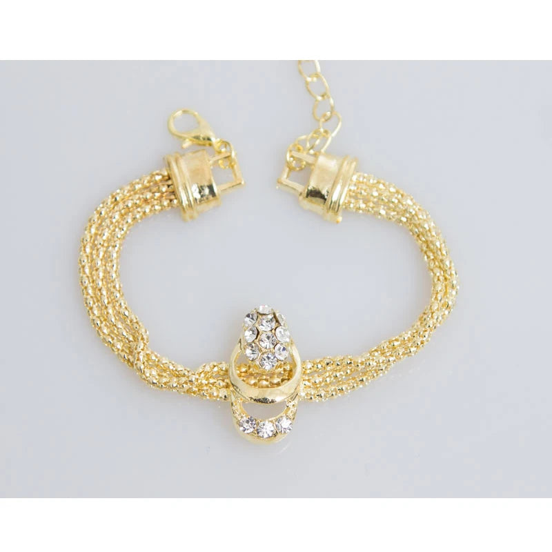 Gold/Silver Color Beads Collar Necklace Bracelet Rings Sets