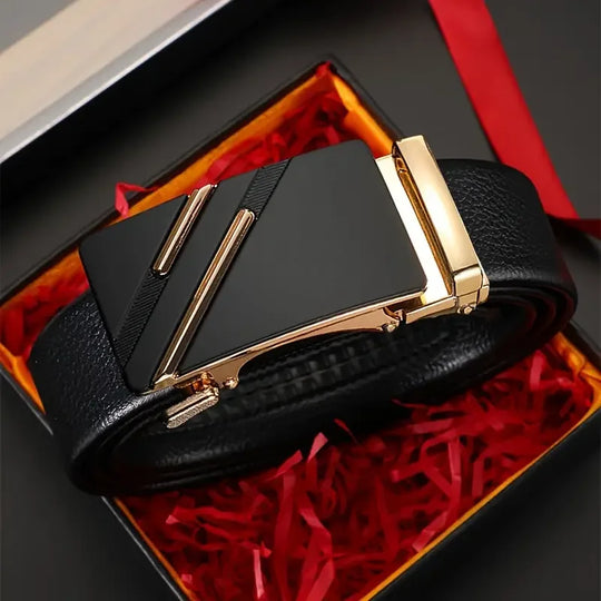 Men Leather Belt Metal Alloy Automatic Buckle Brand Luxury