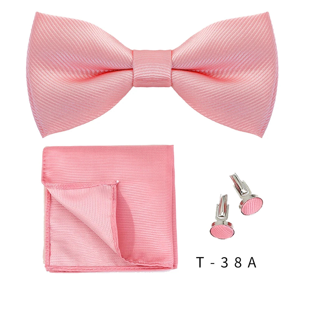 Bowtie Set 3pcs Solid Color Bow Tie For Men