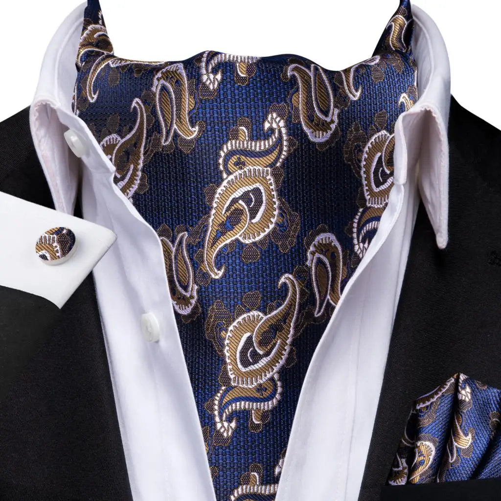 Tie Brand Silk Mens Ascot Hanky Cufflinks