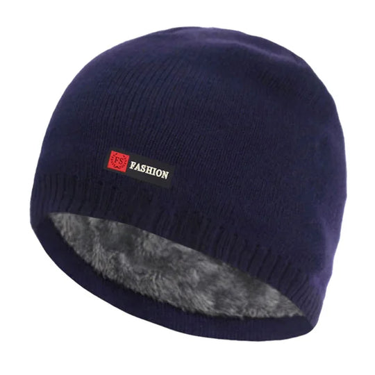 Men Winter Knitted Hat Cap Scarf Fur Mask