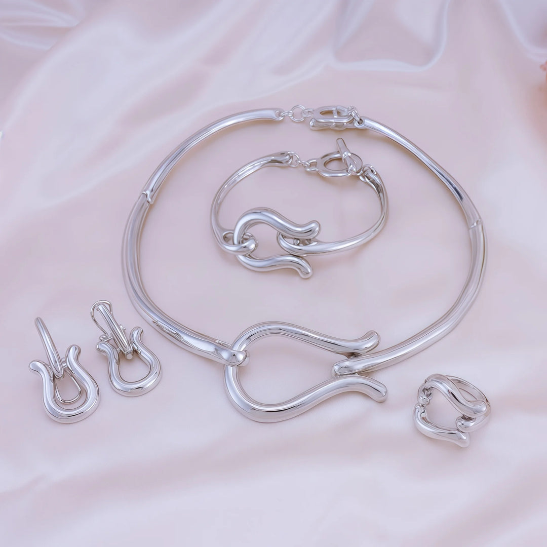 Necklace Earrings Sets For Women Gold Color