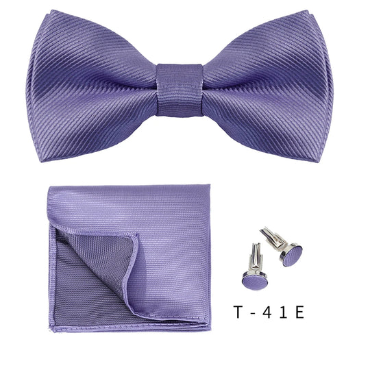 Bowtie Set 3pcs Solid Color Bow Tie For Men