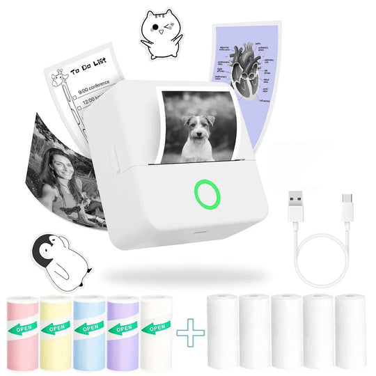 Portable wireless mini printer, mini photo printer label printer for printing photos, labels and notes, perfect holiday gift