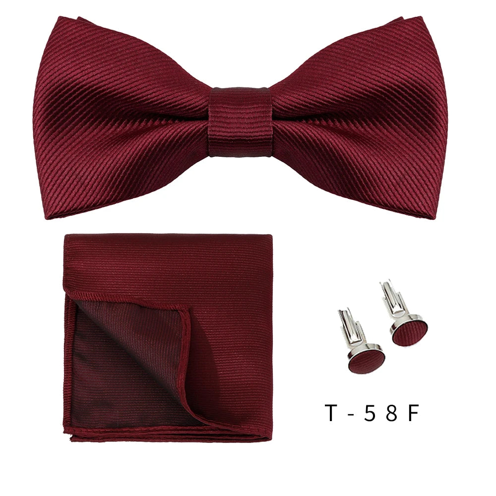 Bowtie Set 3pcs Solid Color Bow Tie For Men