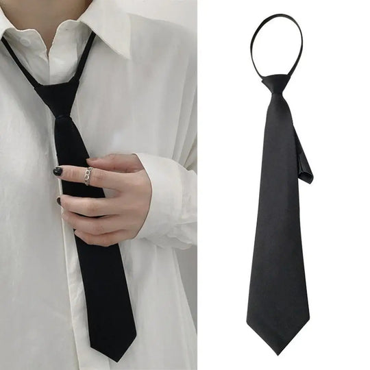 Ties Preppy Style Men Women Black Necktie