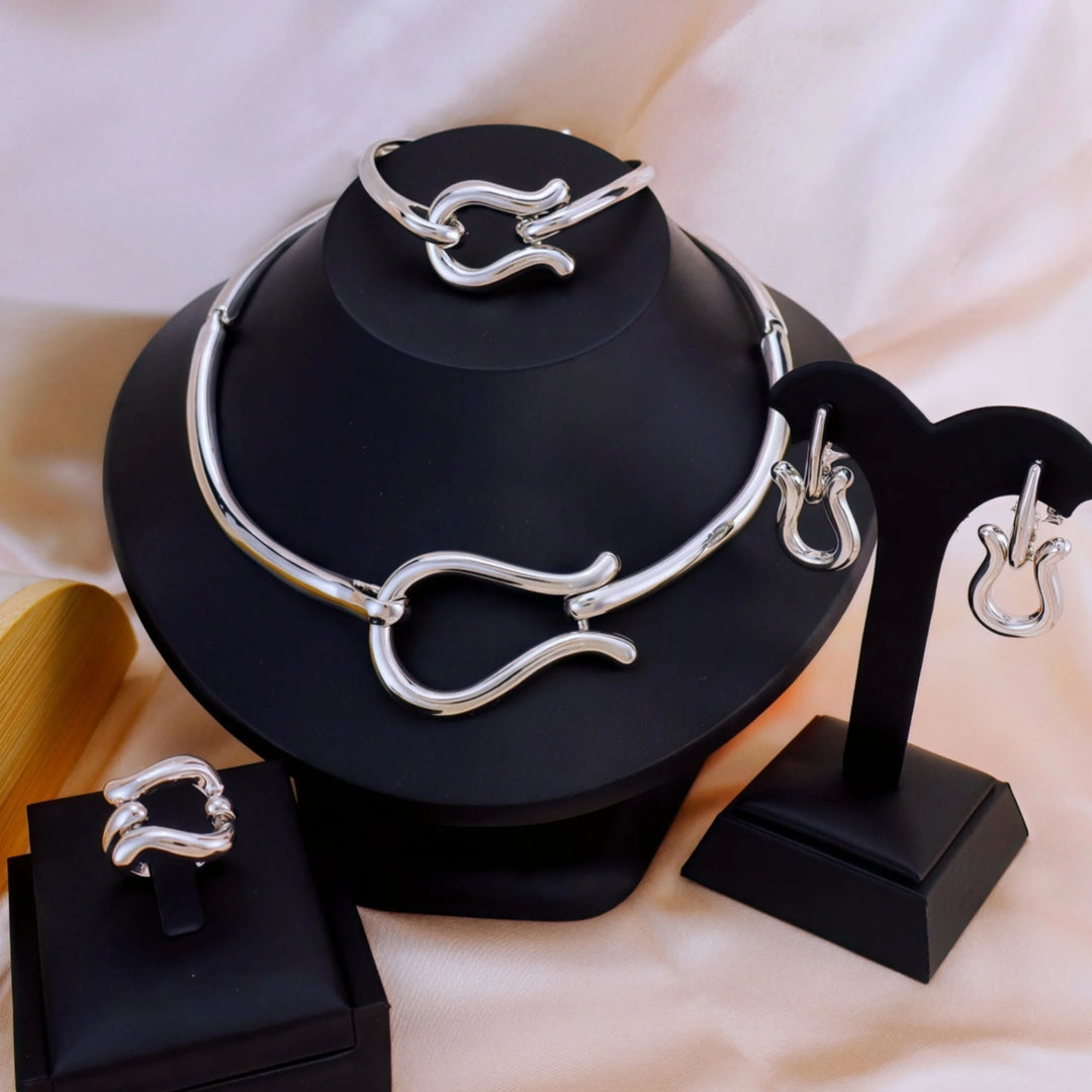 Necklace Earrings Sets For Women Gold Color