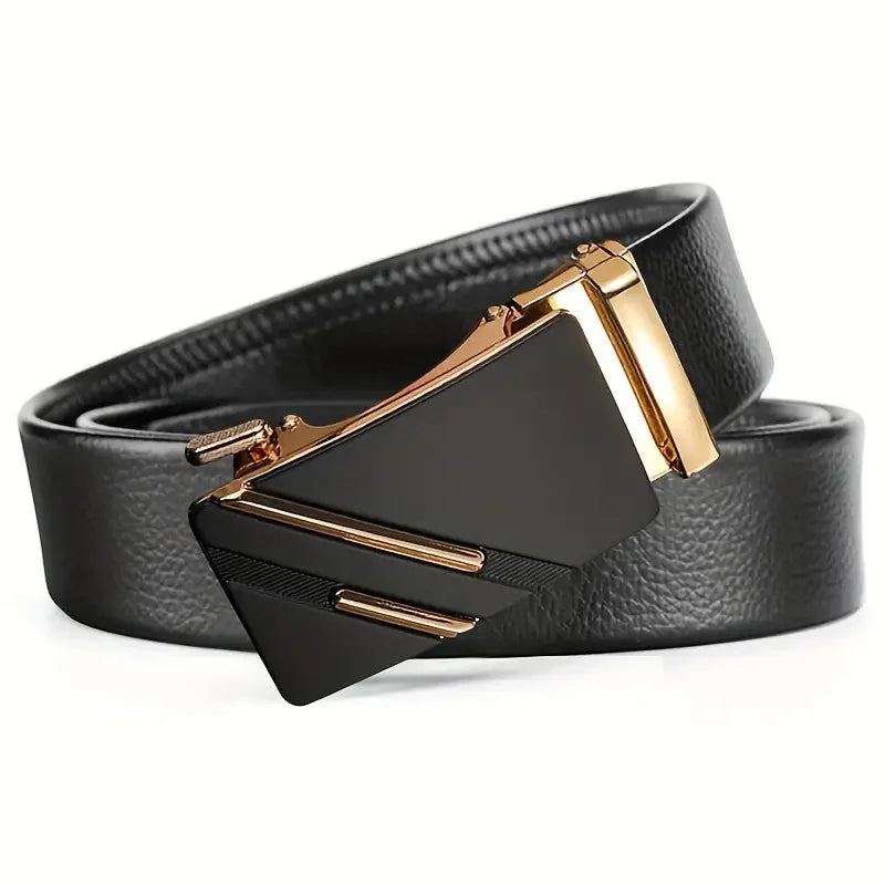 Men Leather Belt Metal Alloy Automatic Buckle Brand Luxury