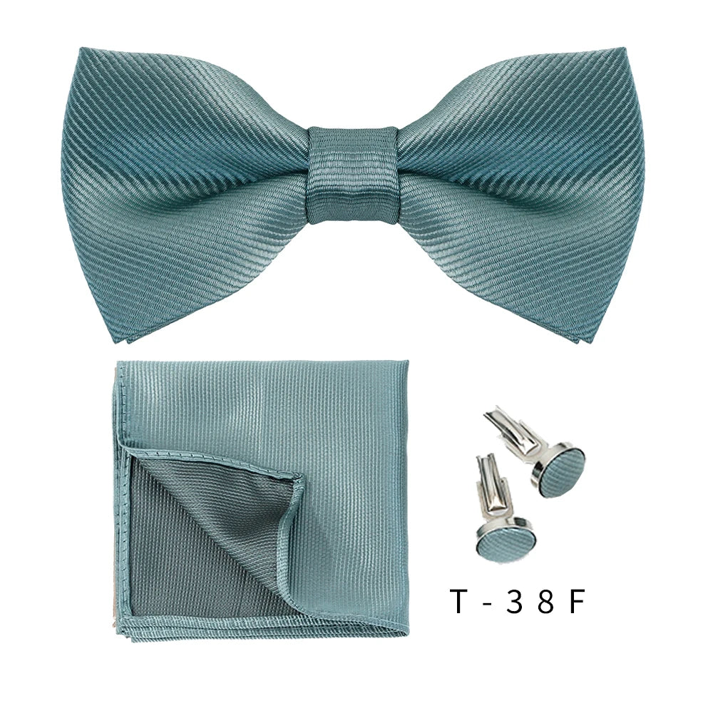 Bowtie Set 3pcs Solid Color Bow Tie For Men