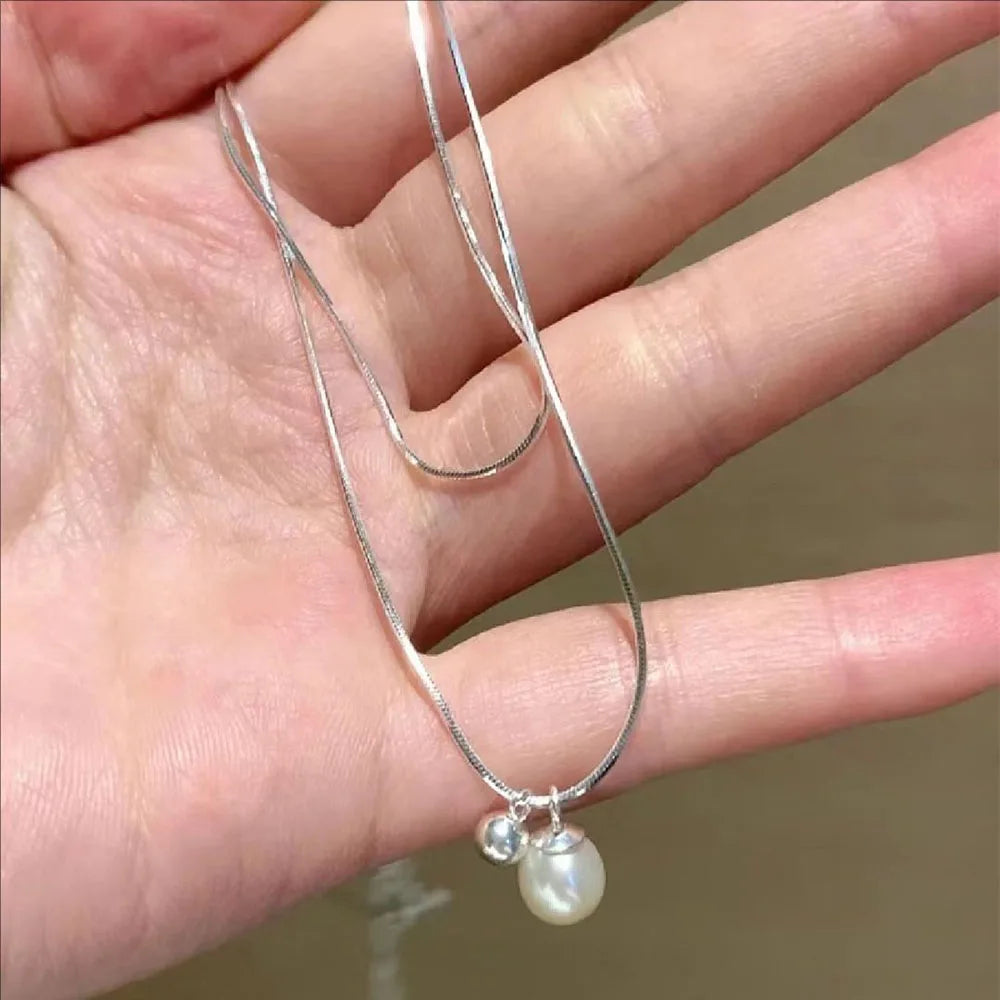 Wear Double Layer Pearl Necklace Light